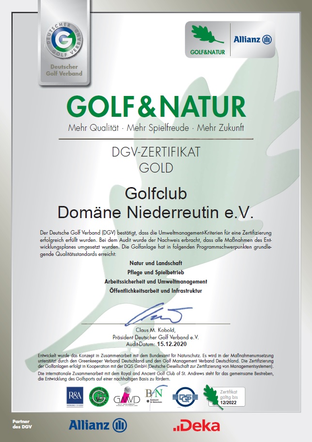 2021 Zertifikat Golf Natur Gold
